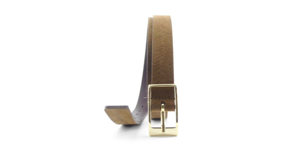 Cintura piatta in vero Nabuk con stampa treccia a caldo | Cinture donna Made in Italy | Vendtia online cinture donna