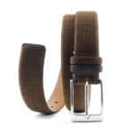 Cintura scamosciata con incisione Tartan | Vendita online cintura scamosciata Made in Italy realizzata artigianalmente