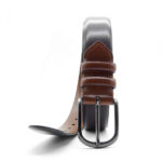 Cintura in crosta "Soave" con puntale in cuoio e doppio passante. | Vendita online cinture Made in Italy realizzate artigianalmente
