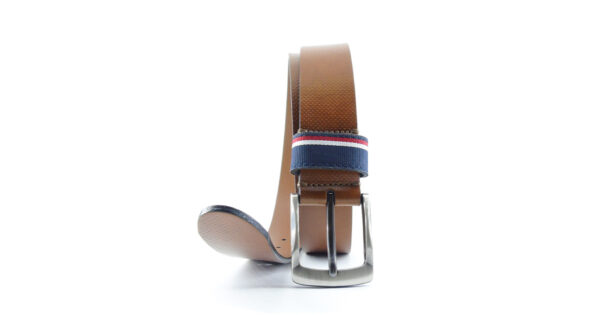 Cintura in crosta anticata stampata a caldo con passante in tessuto. | Vendita online cinture Made in Italy