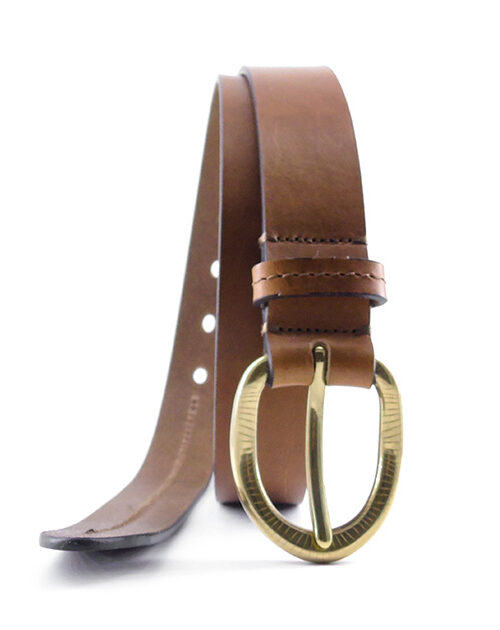 Cintura casual in morbido cuoio schiarente - Punta da annodare - Fibbia in ottone | Cintura in pelle Made in Italy